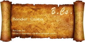 Bender Csaba névjegykártya