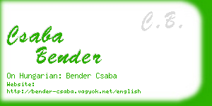 csaba bender business card